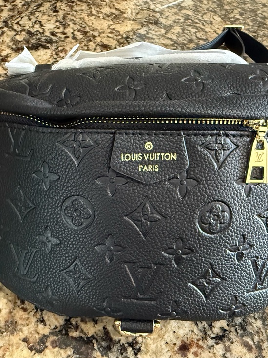 Cant fin Handbags - Black Embossed Monogram Belt Bag with Gold Hardware Brand New